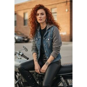 Rag & Bone Bradford ‎ Hooded Jacket Denim & Wool Herringbone Street Style Hip